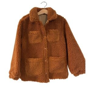 Crewcuts Warm Tan Teddy Jacket Sherpa chore jacket size 6/7